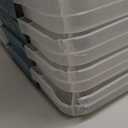 Hefty 18 Quart Hi-Rise Storage Bin with Lid, Stackable Plastic Container for Home, Office, and Classroom Organization, 8 Pack, Smoke Blue