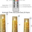 Flameless Candles with Remote Timer, Embedded String Lights Candles Acrylic Flickering, Battery Operated LED Pillar Candles, 7 Pcs Unbreakable, Black, 2.3x5/5/5/6/6/7/7 inches