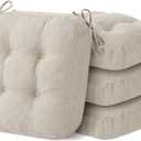 Chair Cushions, Memory Foam Dining Chair Cushions, Tufted Indoor Chair Pads, Set of 4,  16.5” x 16.5” x 3.5”, Beige