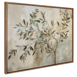 Kate and Laurel Sylvie Olive Tree Abstract Framed Canvas Wall Art by The Creative Bunch Studio; 41.5x31.5 Gold; Soft Nature Tree Art for Wall, Broken Frame