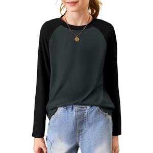 blibean Tween Girls Color Blocked Long Sleeve T-Shirt Size 6-15 Years (XL)