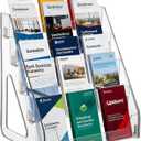 5 Tier Brochure Holder 12x13 Inch Acrylic Literature Display Stand Holds 3 Brochures in One Row Clear Pamphlet Holder Display Stand for Flyers Booklets Table Signs Office Home Store, Pack of 1