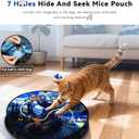 Interactive Cat Toy with Motion Activated Ball & 7-Hole Play Mat, Hide and Seek Exercise Game for Indoor Cats, Automatic Moving Cat Ball in Pouch, Rechargeable Kitten Toys (Starry Night)