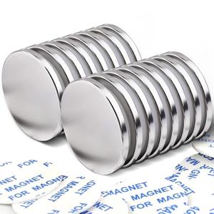E BAVITE Super Strong Neodymium Disc Magnets with Double-Sided Adhesive, Powerful Permanent Rare Earth Fridge, DIY, Building, Scientific, Craft, and Office Magnets, 1.26 inch D x 1/8 inch H-16PCS