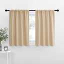 NICETOWN Blackout Room Darkening Curtains - Home Decoration Light & Noise Reducing Thermal Insulated Window Draperies with Rod Pocket Top (Biscotti Beige, Set of 2, 34 inches Wide x 36 inches Long)