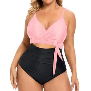 Daci Plus Size One Piece Swimsuit - Tummy Control Bathing Suit for Women Cutout Swimwear Pink and Black 18W Daci Plus Size One Piece Swimsuit - Tummy Control Bathing Suit for Women Cutout Swimwear Pink and Black 18W