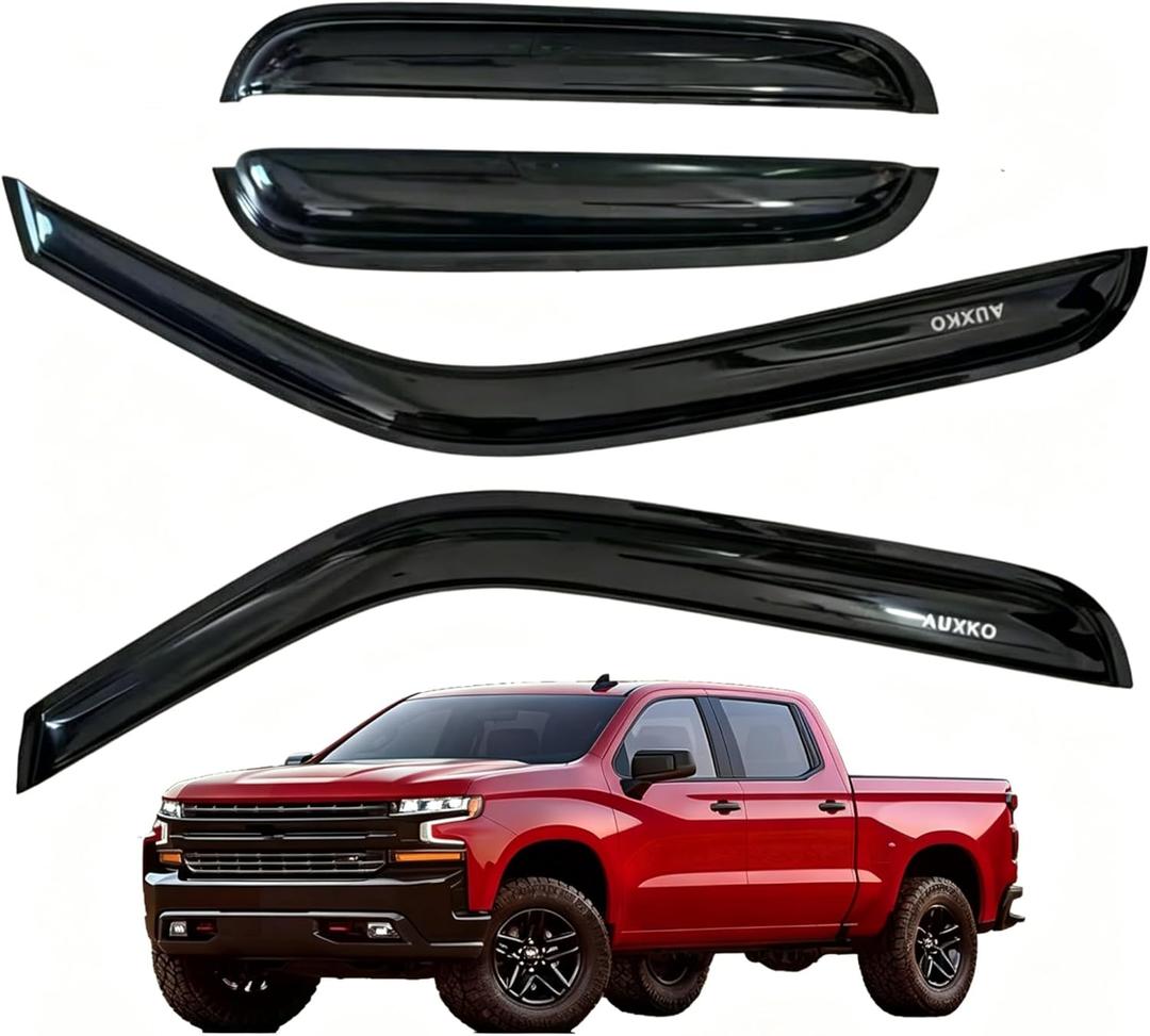 AUXKO Out-Channel Rain Guards for 1999-2006 Chevy Silverado & GMC Sierra 1500/2500/3500/2500HD Extended Cab, Truck Accessories - Easy-to-Install Side Window Wind Deflectors & Visors (Black)