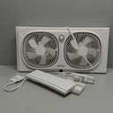 shinic 9" Twin Window Fan with 180+90 Rotatable Fans, 2-Speeds, Vertical Window Fan with Rigid & Accordion Expanders, Width Adjustable (21.65" To 33.27"), Ideal for Home, Kitchen, Bedroom, Office