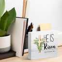 Religious Easter Decor Sign for Home Gifts Family Friend, Bible Verse He is Risen, Wooden Sign 5x5 Inches