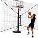 GADFISH Basketball Rebounder Net, Heavy-Duty Steel Frame Basketball Return Net Catcher Backstop Nets Basketball Return Attachment Yard Guard for Outdoor