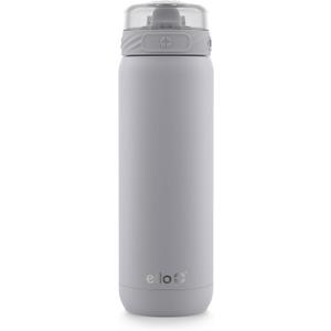 Ello Cooper 32oz Stainless Steel Water Bottle with Straw and Carry Handle, Double Walled and Vacuum Insulated Metal, Leak Proof Locking Lid with Soft Silicone Spout, Reusable, BPA Free, Grey (Gray)
