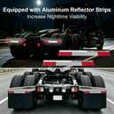 TIROL Stainless Steel Straight Spring Loaded Mud Flap Hanger Set 2.5" Bolt Spacing 30" Length with Aluminum Reflective Tapes fit for Semi Trucks, 1 Pair 2 Pcs