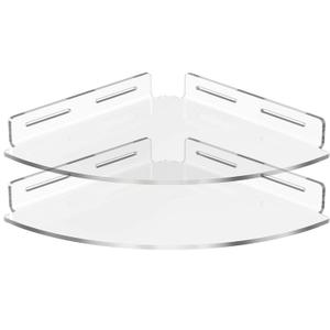 Set of 2 Shower Caddy Bathroom Shelves - Vdomus No-Drill Shower Organizer - Floating Adhesive Acrylic Storage for Tile Walls - Sleek and Durable Bathroom Organizers and Storage