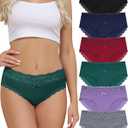 Aijolen Cotton Underwear for Women Breathable Lace Bikini Panties Ladies Hipster Underpants, Size: M