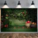 Apple Trees Orchard Photography Background Fruit Harvest Season Holiday Farm Event Party Decoration Backdrop Green and Red Apples Green Leaves Princess Girl Child Party Background (7X5FT)