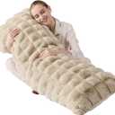 Luxury Shaggy Faux Fur Body Pillow,Fluffy Bed Pillows with Zipper Closure,Soft Decorative Plush Full Long Pillow,Fuzzy Hug Pillow for Home Living Room Side Sleeper & Pregnancy 20"x54" Taupe Chocolate