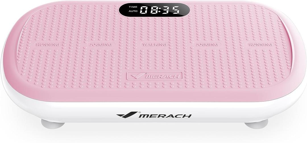 MERACH Vibration Plate Exercise Machine, Vibration Plate 440 Lbs Capacity, Bluetooth and Silicone Pedal, Stimulate Deep Fat, Vibration Plate for Lymphatic Drainage, Vibrating for Weight Loss (Pink)