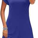 PLOKNRD Women's Casual Dress Summer Short Sleeve T-Shirt Dress Crew Neck Basic Dresses 2025, 2XL