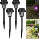 Qualirey 4 Pcs Solar Bug Zapper Waterproof Outdoor Mosquito Zapper Killer and Lighting Repellent Lamp for Indoor Outdoor Use Garden Patio, Purple and White Light(Plastic,Retro Black)