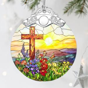 Stained Glass Cross Ornament, Religious Christmas Ornaments, Christmas Decorations for Tree, Holiday Ornament, Christian Gifts, Religious Gifts, Gift Ideas & Xmas Gift, Pack Of 2