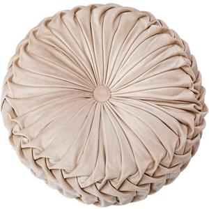 HLOVME Throw Pillow for Couch Decorative 3D Pumpkin Round Velvet Cushion for Sofa Bed Chair Floor 15"X15", Beige