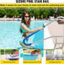 VEVOR Pool Rail 55x32 Pool Railing 304 Stainless Steel 250LBS Load Capacity Silver Rustproof Pool Handrail Humanized Swimming Pool Handrail with Blue Grip Cover & M8 Drill Bit & Self-Taping Screws