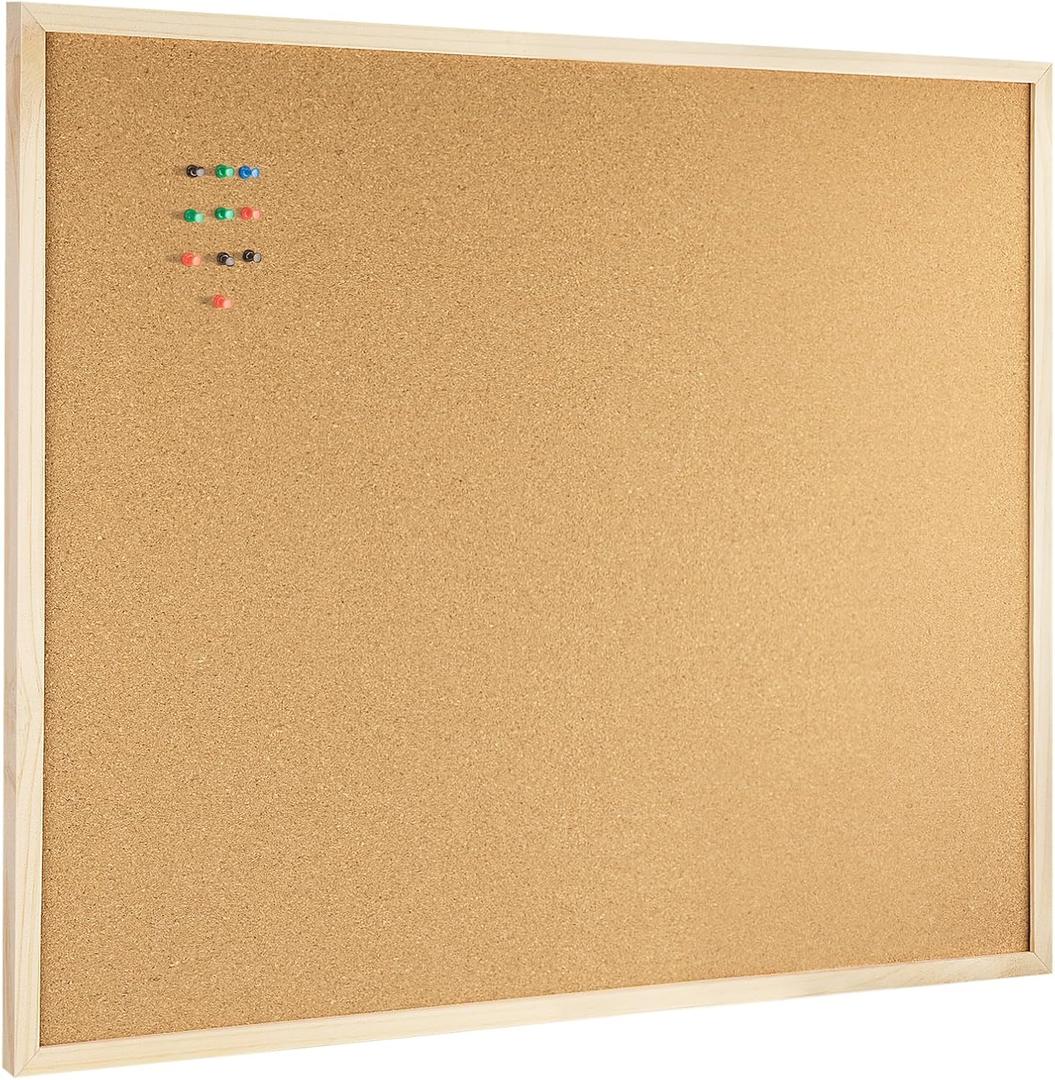 OWLKELA 24'' x 36'' Cork Board Bulletin Board, Wooden Framed Corkboard, Wood Oak Frame Corkboard, Vision Board and Decorative Hanging Pin Board