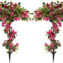 Damomo 4 Feet Artificial Bougainvillea Trees, Fake Bougainvillea Flowers Plant with Ground Spike, Outdoor Faux Azalea Blooming Plants 2 Packs for Decor Front Porch Indoor or Home Office (47 inch)