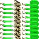 1.5 inch Ratchet Straps Heavy Duty 8 Pack 1-1/2 in x 12ft Cargo Load Tie Down Strap Double J Hook Green 2200lbs Working Load for Trucks
