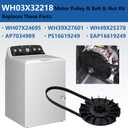 OEM WH03X32218 Washer Motor Pulley & Belt & Nut Set Compatible with GE Hotpoint, Replacement Part WH07X24695 WH39X27601 WH49X25378 AP7034989 PS16619249 EAP16619249