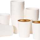 RACETOP [300 count] Paper Coffee Cups 8 oz, Disposable Coffee Cups, Hot Beverage, Ideal for Pub, Party, Office White