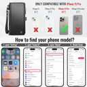Defencase Compatible with iPhone 15 Pro Case Wallet with RFID Blocking Card Holder for Women Men, Soft PU Leather Magnetic Snap Flip Zipper Strap Wallet Phone Case Fit for iPhone 15 Pro 6.1", Black