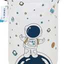 Round Fabric Storage Bin,Decorative Basket,Organizer Basket with Handles,for Clothes Storage,books and sundries (Star astronaut), 19.7inch(H) x 15.7Inch(D)