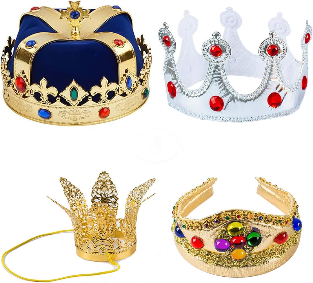 Tigerdoe Kings Crown - Royal King Crowns and Princess Crown - Queen Costume Accessories (4 pack Crowns)