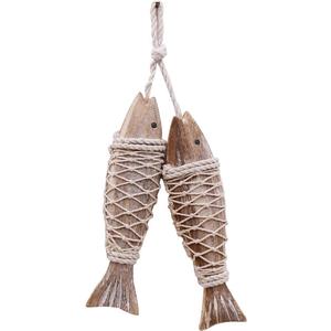Rustic Nautical Wooden Fish Decor - Hanging Fish Sculpture for Wall, Beach Theme Home Decor - Bedroom, Bathroom, Lake House (S)
