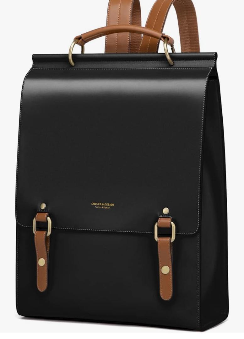 Cnoles Leather Backpack Purse For Women Fashion Ladies Vintage Bags Casual College Travel Backpacks Large bag Black
