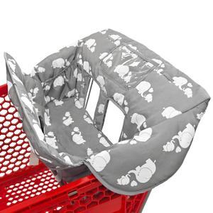 2-in-1 Shopping Cart and High Chair Cover for Baby, Padded Cover, Fold'n Roll Style, Portable with Carry Bag (Gray Elephant)