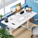 Sweetcrispy Electric Standing Desk Adjustable Height, 48x24 Inch Sit Stand Up Home Office Desks Computer Workstation PC Work Table with 3 Memory Preset Splice Wood Board Metal Frame, White