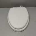 Mayfair Padded Toilet Seat, Cushioned Soft Vinyl over Wood Core Seat, Secure Hinges, Easy Clean, Round, White