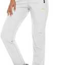 MAGCOMSEN Women's Fleece Lined Waterproof Insulated Snow Ski Pants Winter Warm Hiking Pants Outdoor Softshell, L