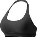 VOYJOY Women Workout Impact Bras Medium Low Support Halter Sports Bras Seamless Open Back Gym Padded Yoga Crop Top M