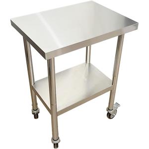 Commercial Worktables for Prep 24 x 18 Inches with Caster Wheels,Commercial Heavy Duty Stainless Steel Table with Undershelf for Home,Hotel Kitchen and Restaurant