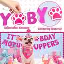 Hot-Pink Dog Birthday Party Supplies Pet Birthday Bandanas Girl Doggy Birthdays Hat Bow Tie Greeting Card Numbers It’s My Bday Mother Puppers Sign Banner for Medium Large Pets