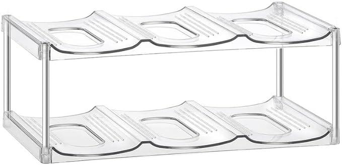 3 Tier Stackable Holder for Cabinet Plastic Clear Wine Rack Kitchen Storage Holder for Wine Drink Bottles(Double Layer