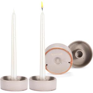 Libken Ceramic Candle Stick Holder - Set of 2 Round Tanned Candlesticks Holder - Smooth Surface Taper Candle Holders for Wedding, Living Room, Dining Room Decor