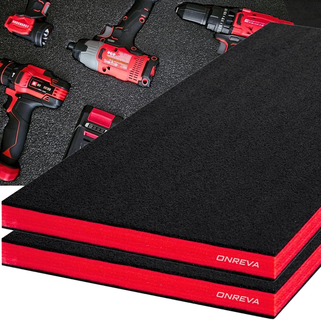 Tool Box Foam, 2Pack 48x24x2 inch, Foam Inserts for Cases, Polyethylene Storage Sheets for Toolbox Hard Case, Tool Shadow Insert, Kaizen Organizer Sheet