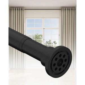 Tension Curtain Rod by EZFurni, 42 to 123 Inch, Heavy Duty Tension Rod for Windows, Anti-Slip Black Shower Curtain Rod Spring Tension, Adjustable Spring Loaded Curtain Rods No Drilling, Easy Install