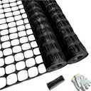 PotatoLife Plastic Mesh Fence Safety Fence, 2 Roll 4'x100' with 100 Zip Ties, Resuable Temporary Netting for Garden Fencing, Construction, Snow Fencing, Animal Barrier, Poultry, Deer, Patio, Black