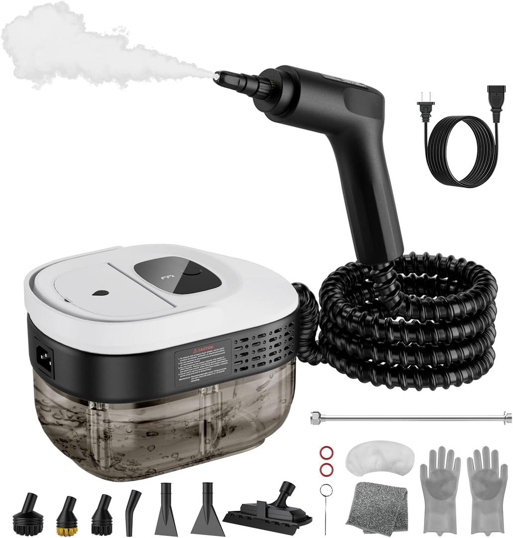 Handheld Steam Cleaner for Home, 2500W High Pressure Steamer, 15s Fast Heat-Up, 1.6L Tank, Portable Steam Cleaner for Car, Floor, Grout, Kitchen, Furniture & Bed Bugs