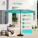 JEAREY 9FT Outdoor Patio Umbrella Outdoor Table Umbrella with Push Button Tilt and Crank, Market Umbrella 8 Sturdy Ribs UV Protection Waterproof for Garden, Deck, Backyard, Pool (Peacock Blue)